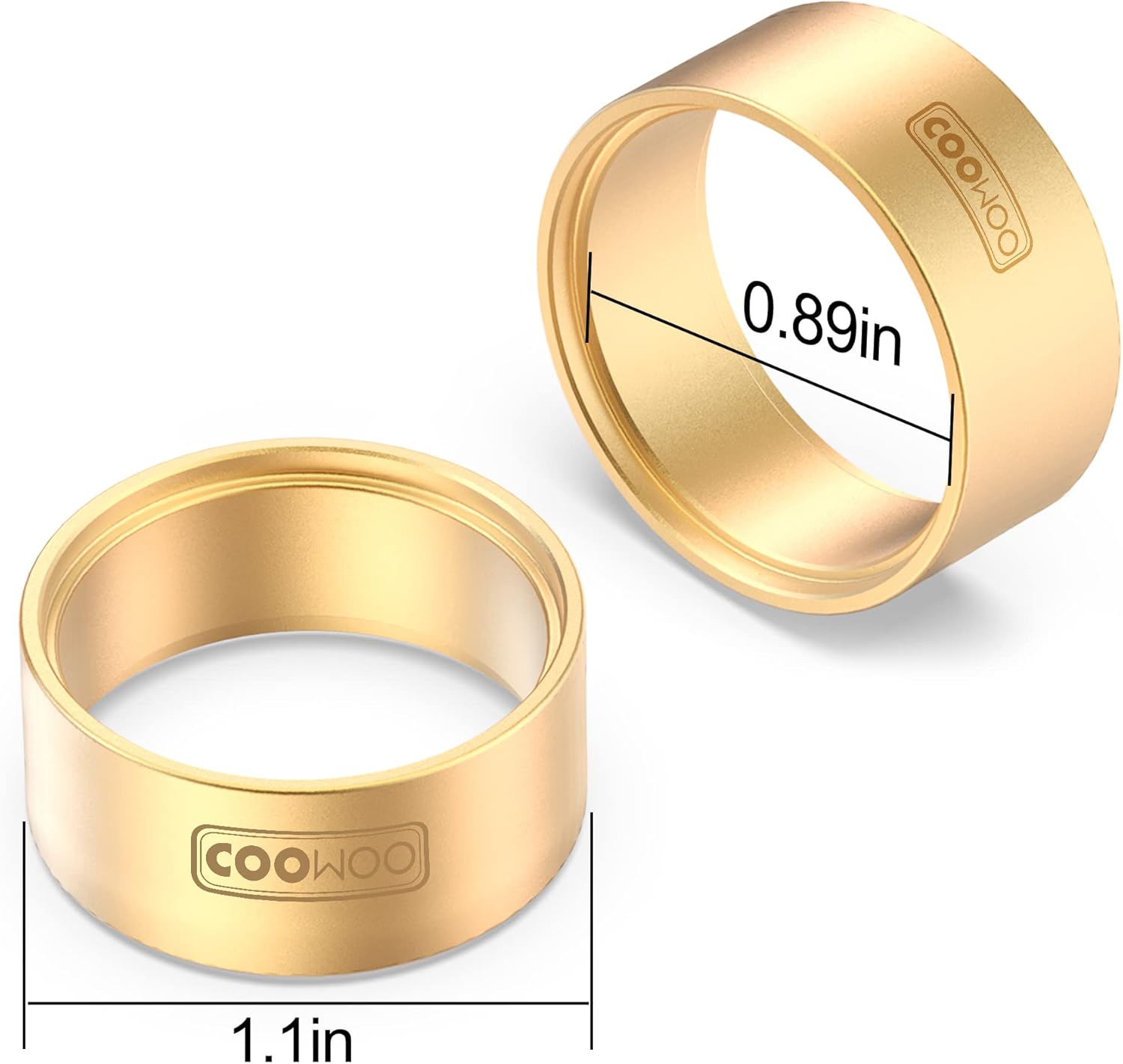 COOWOO Brass RC Wheel Rings, Internal Clamp Beadlock Rings Upgrade Parts for 1/24 SCX24 or 1/18 TRX-4M RC Crawler Cars with 1.0” Wheels, Set of 4, Golden