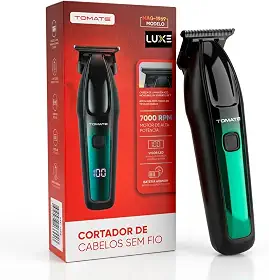 Máquina de Cortar Cabelo e Barba Sem Fio Recarregável USB Profissional com Visor LED Aparador de Cabelos Motor 7000 RPM Cortador de Cabelo com 4 Pentes