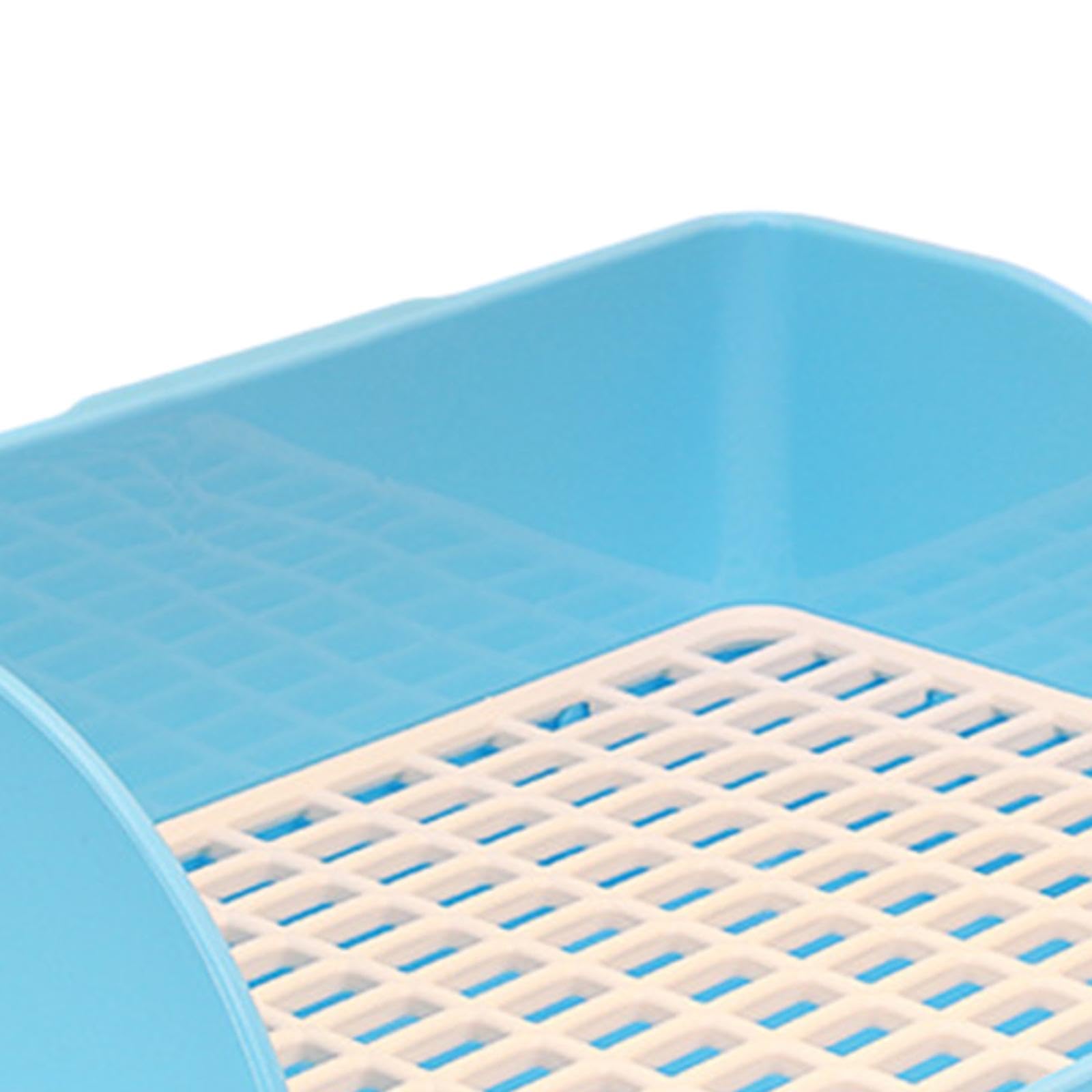 Caja de Arena para Conejo Bandeja Sanitaria Esquina para Jaula Extraíble Antideslizante Diseño de Rejilla Adecuada para Mascotas Interiores, Malla de PP Azul