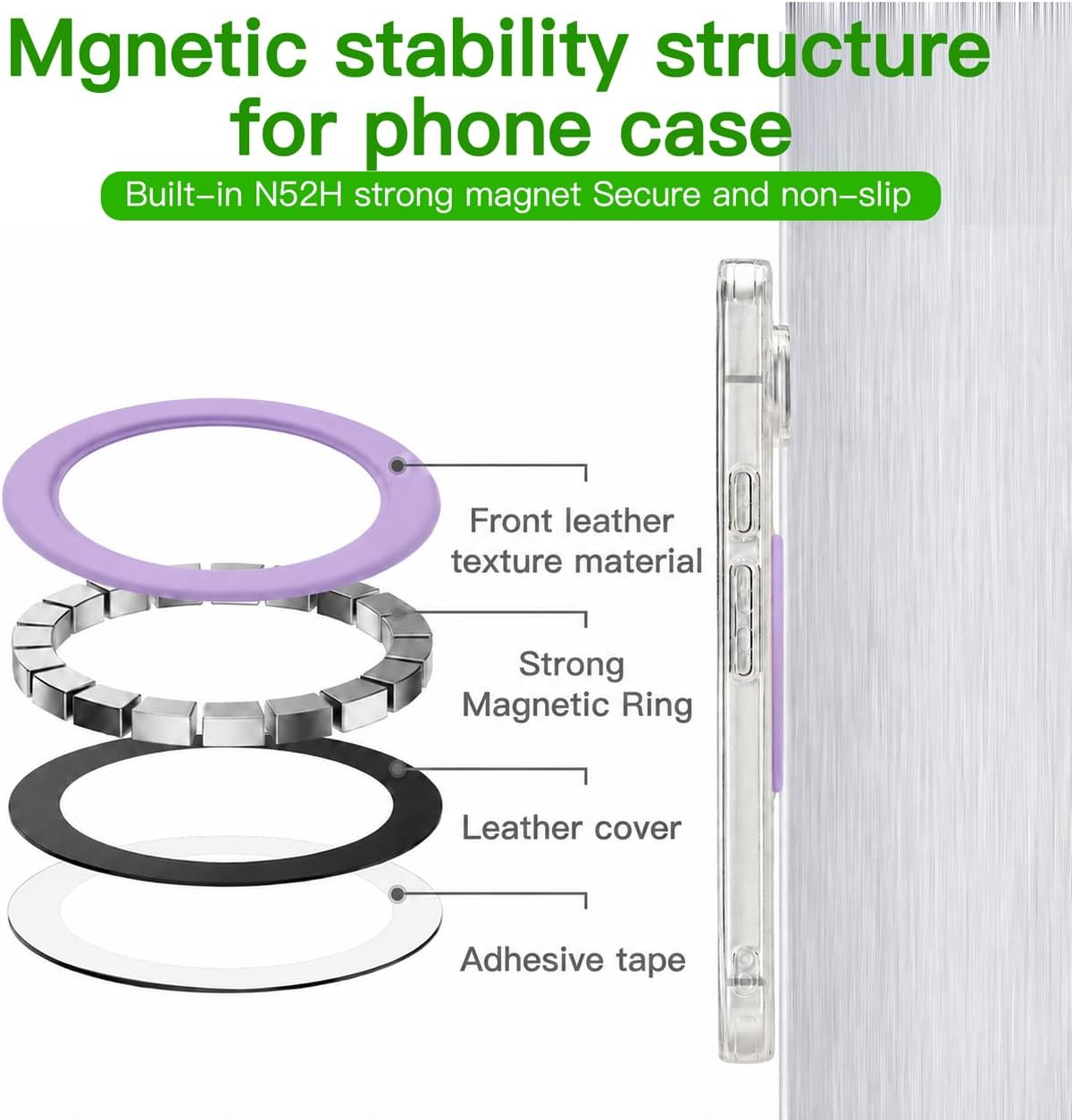 3000Gs Magnetic Sticker for Phone Case, Built-in Magnet, Lavender image 4