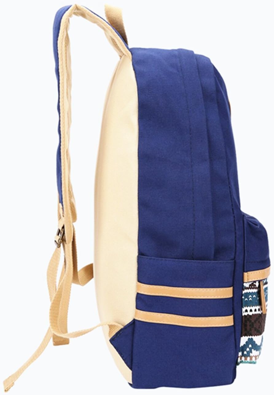 Leaper Causal Canvas Laptop Bag Backpack Shoulder Bag Purse Navy Blue