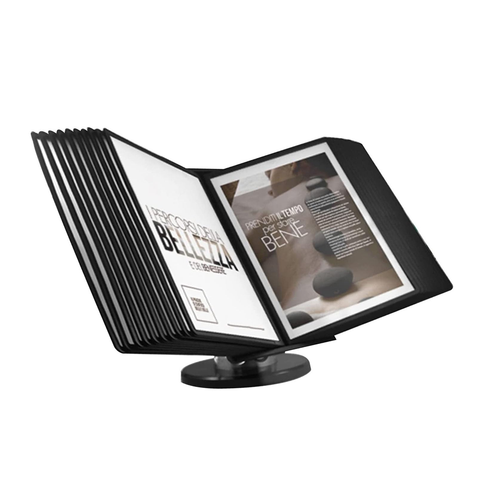 OLSKFUH Catalog Display Rack - Desktop/Wall Reference System With 20 Panels Easy-Load Pockets Adjustable Desk Referen,size_name-20 pages