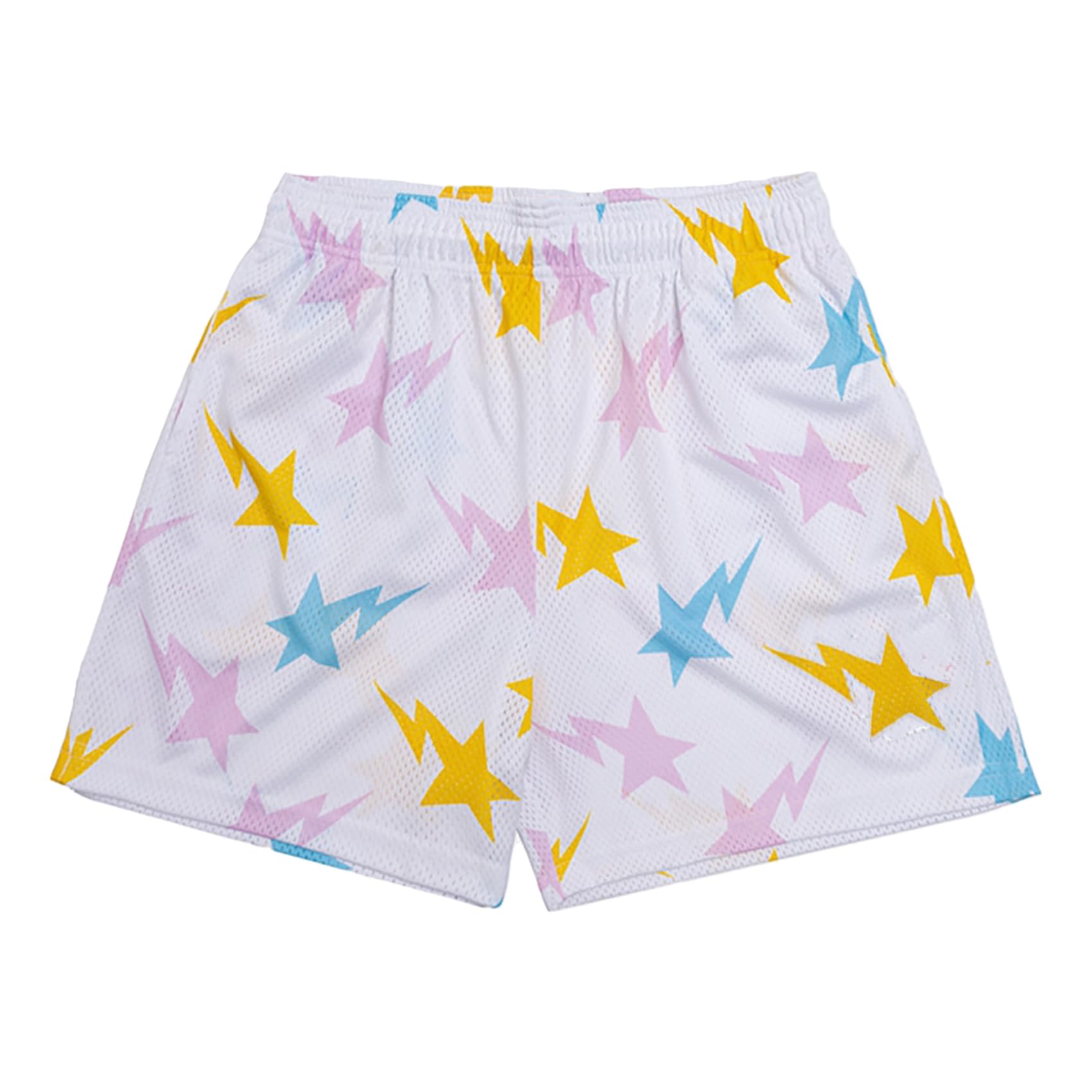 DIOTSR Mens Graphic Print Shorts Cool Mesh Basketball Shorts Casual Flat Front Shorts Summer Drawstring