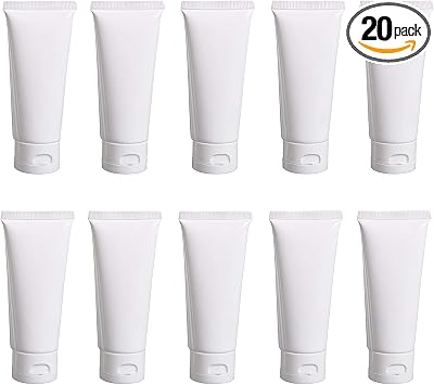 20PCS Plastic Empty Squeeze Cosmetic Soft Tubes Jars Refillable Cosmetic Vials Travel Bottles Containers Storage with Flip Cover Sample Packing 30ml/1oz