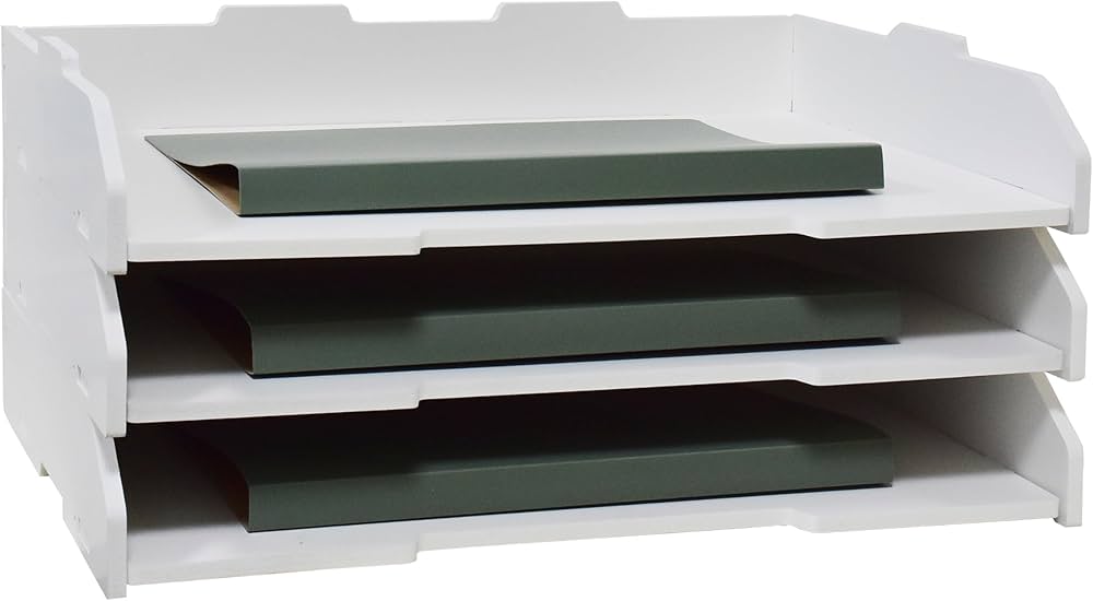 A3 Stackable Paper Tray, 3 Tier Desk File Organizer, Desktop
