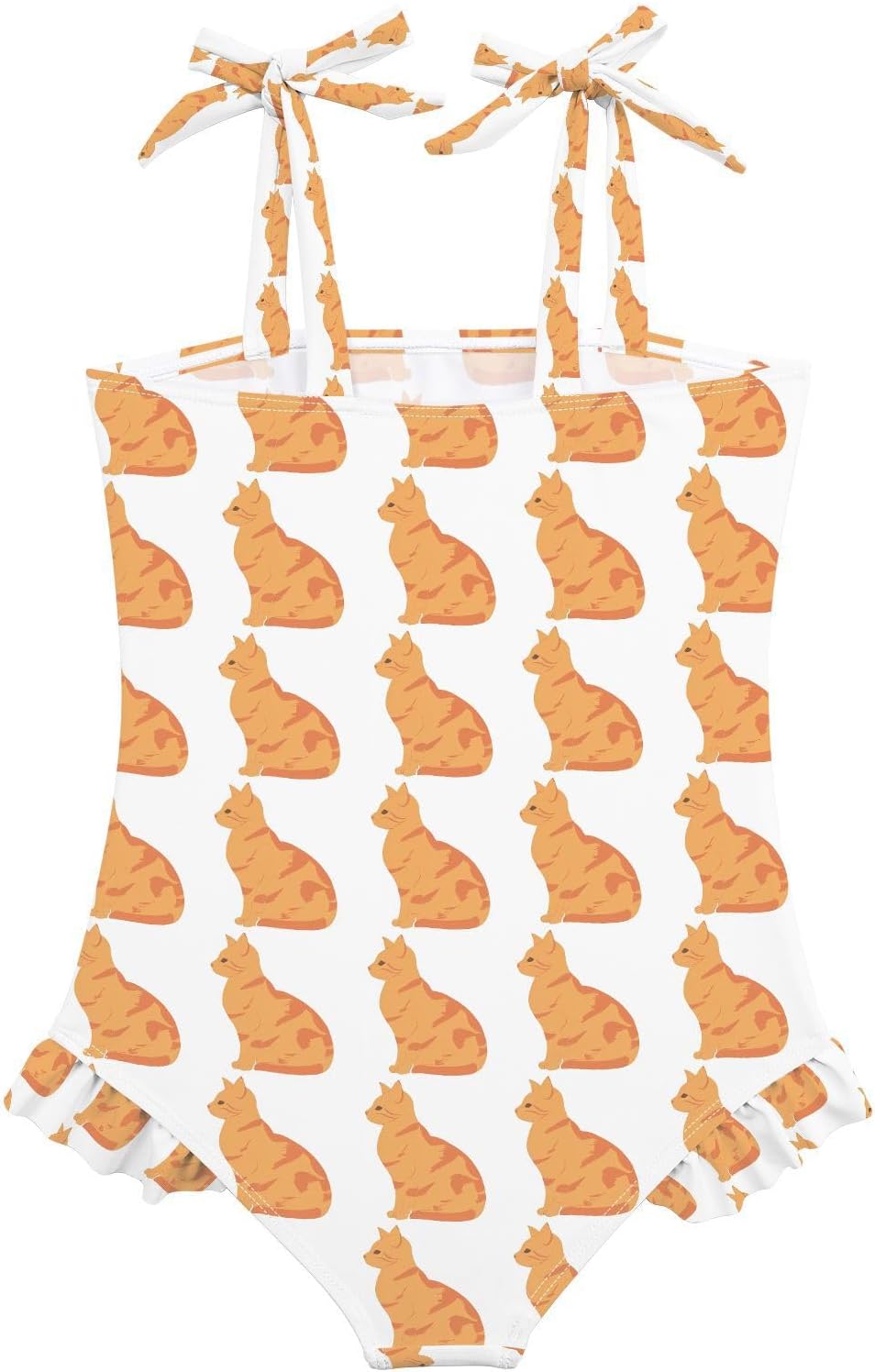 visesunny Toddler Girl Swimsuit Adjustable Strap Swimwear Stylish Tabby Orange Cat Bathing Suits for Girls 18M-6Y