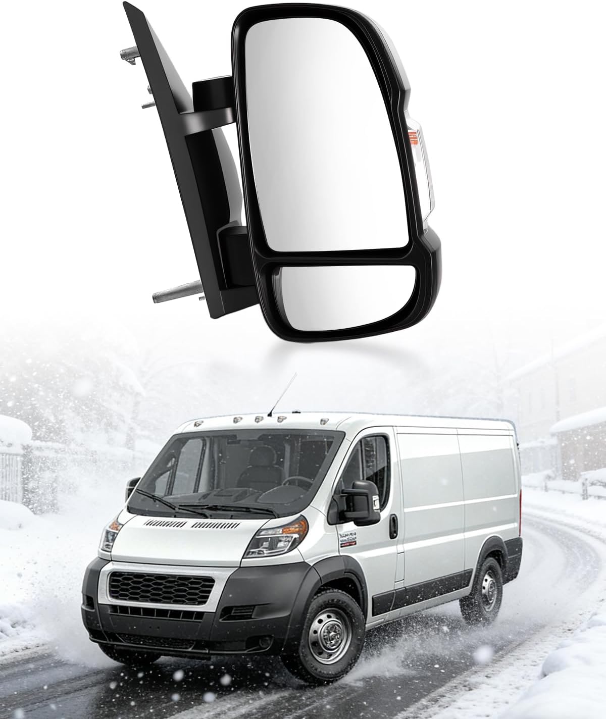 Passenger Right Side Mirror for Dodge Ram ProMaster 1500 2500 3500 2014-2023, Manual Folding Mirror with LED Turn Signal Light, Replacement Fits CH1321417