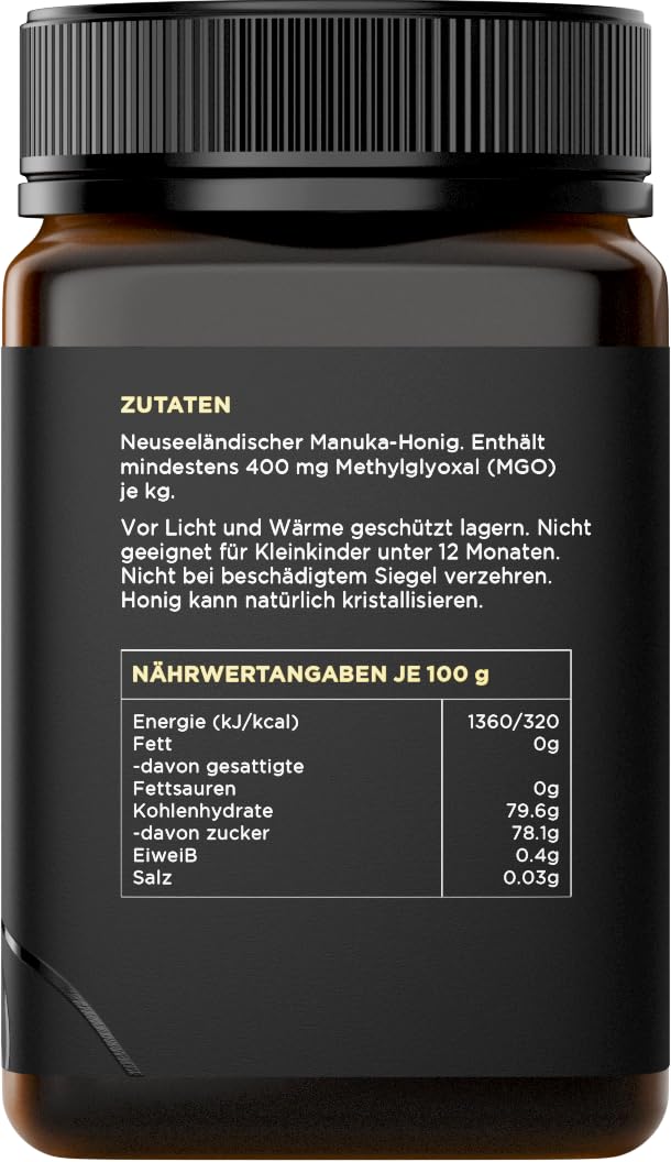 Watson & Son miele di manuka MGO 400+ 500g | Qualità Premium certificata dalla Nuova Zelanda | puro e naturale