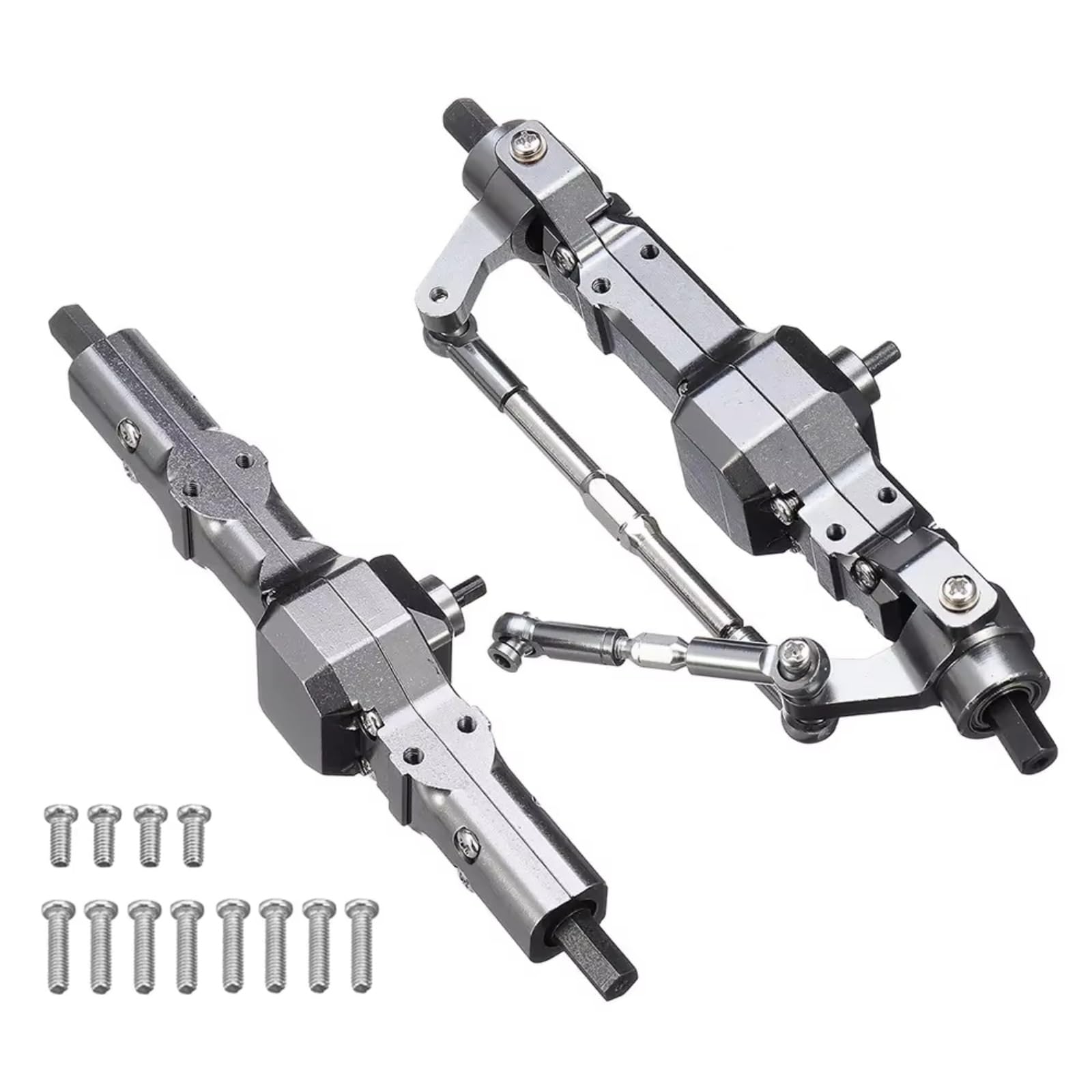 Pièces RC WPL C14 C24 B24 essieu avant arrière métal gris clair 1/16