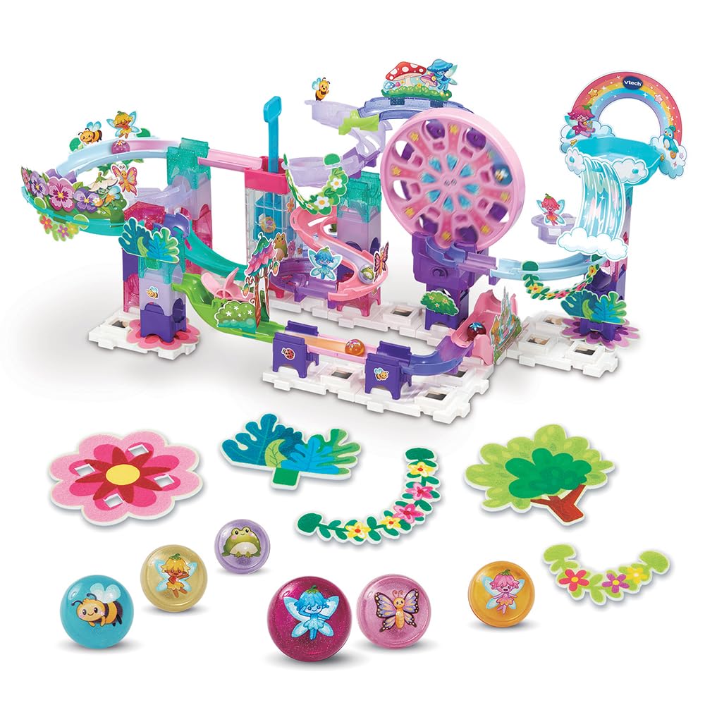 VTech M500E - Circuito electrónico para Construir, 90 Piezas y 6 Bolas con Lentejuelas, Juego de construcción Creativa, Regalo para niños a Partir de 4 años, Contenido en francés