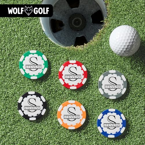 Personalized Golf Ball Marker Poker Chips | 6 Pack | Golf Marker Mens Gifts | Monogrammed Golf Gifts | Funny Golf Accessories for Men | Womens Golf Accessories