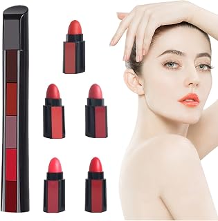 Batons de longa duração | Combinação de batom hidratante 5 em 1 | Lipgloss de veludo antiaderente embala batom à prova d'água para meninas, mulheres, maquiagem labial e beleza Pinnkl