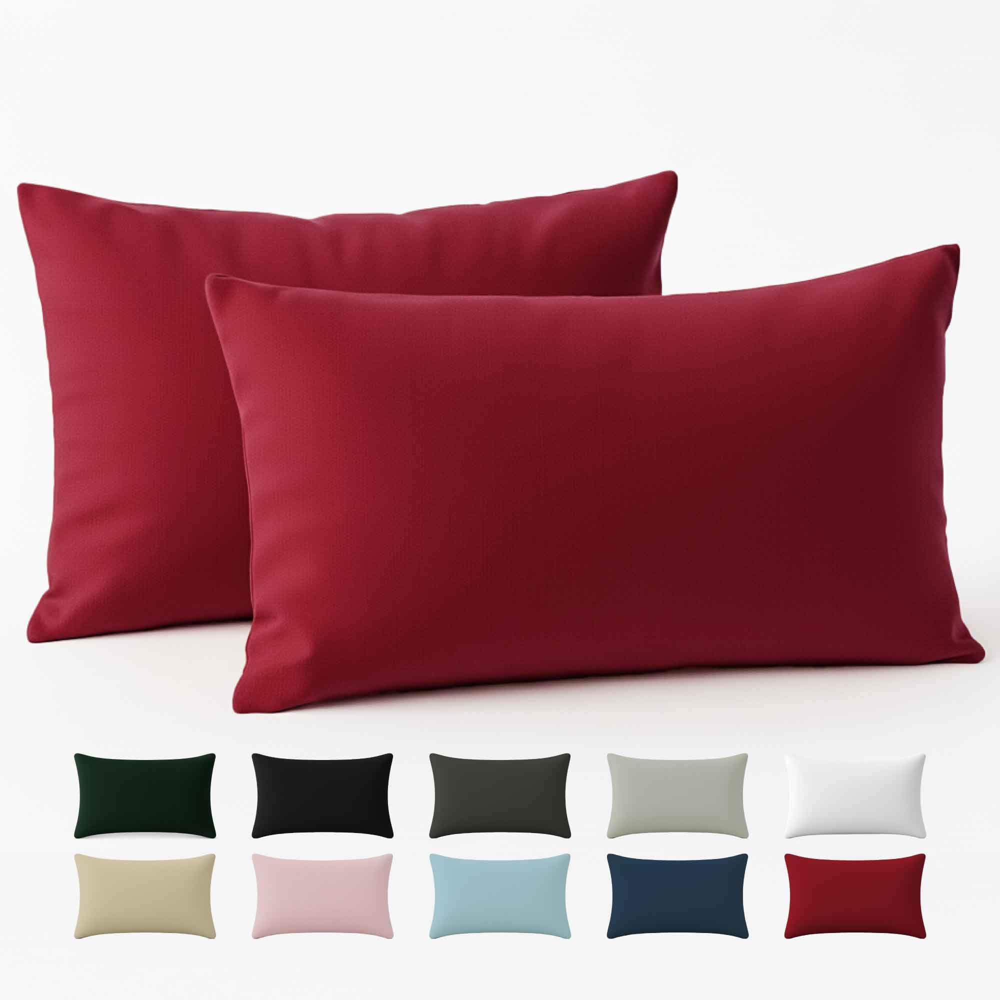 Federe 40x60 Cotone Rinforzato (Set da 2) - Borgogna - Trama Fitta a 57 Fili/cm² - Federe Cuscini 40x60 cm - Federe Cuscino 40x60 Certificate Oeko Tex - Dreamzie