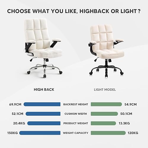 Miniatura 7 de SEATZONE Silla de oficina ejecutiva, silla de escritorio de cuero negro con reposabrazos abatible, sillas de escritorio con ruedas, silla giratoria