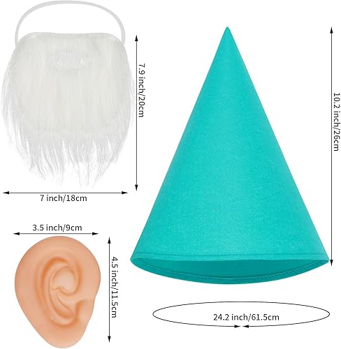 Miniatura 3 de 16 Packs Gnome Costume Set 7 Pcs Felt Dwarf Hats 7 Pcs White Fake Beard 2 Pcs Fake Ears for Halloween Christmas Party Cosplay