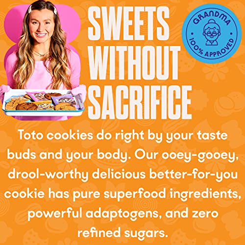 Toto Vegan Cookies, Peanut Butter Chocolate Chip Cookie, High Fiber Snacks, Gluten Free Cookies, Plant Based Snacks With Superfoods & Adaptogens, 10Gr Protein Cookies, 10X Individually Wrapped Cookies #TOP7