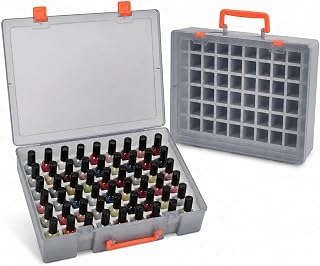 FULLCASE Nail Polish Organizer for 54 Bottles, Clear Storage Case with Foam | Removable Foam Fits Different Bottle Heights; Keeps Colors Easy to Find for Home Manicures, Vanities and Salons