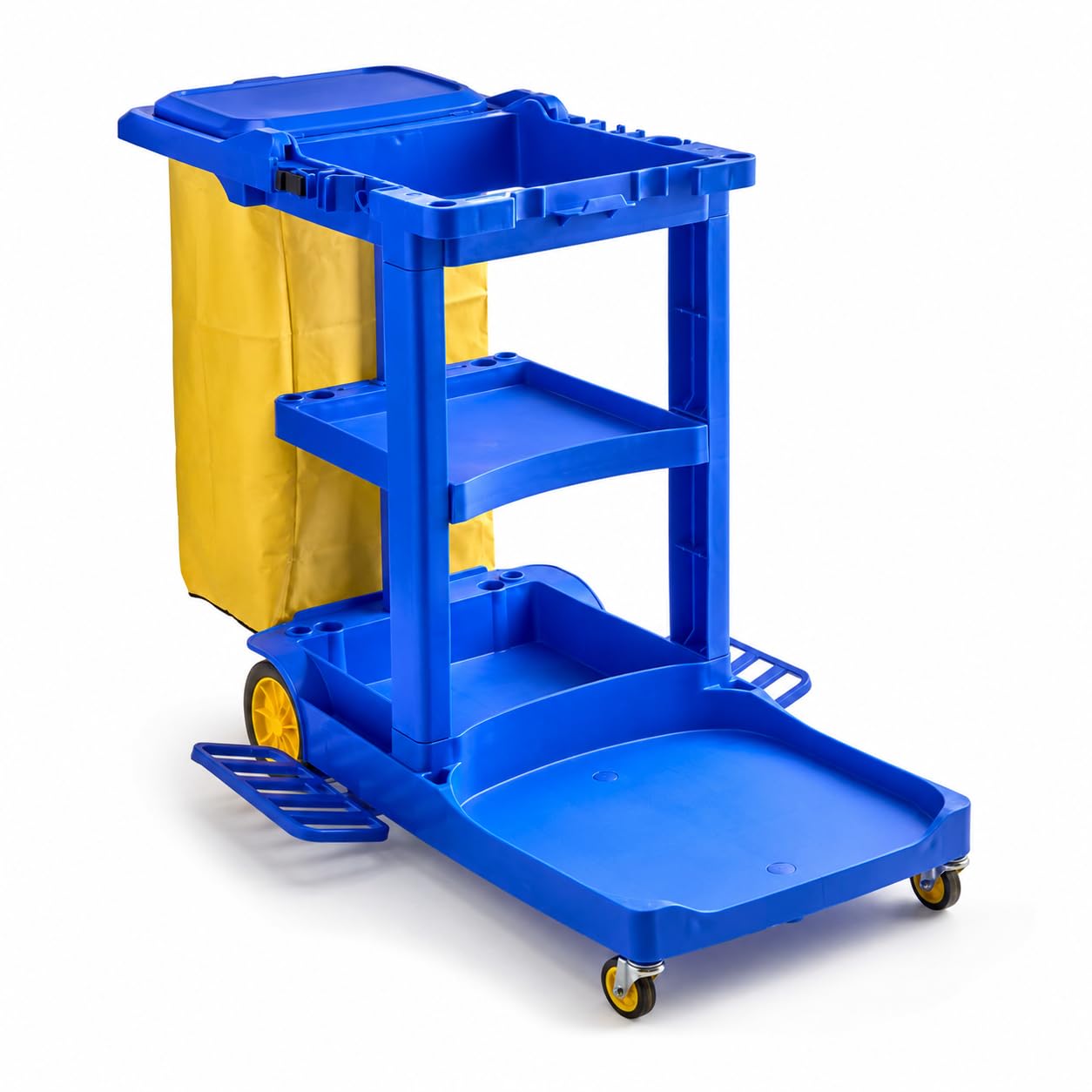 3-Shelf Janitor Cart Kit with Yellow and Black Bags by Glownary – Structural Foam, Black, Model Jc-3sb