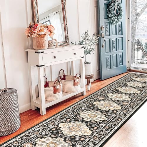 Pauwer Boho Hallway Runner Rug 2x10 Washable Entryway Area Rugs Non Slip Farmhouse Vintage Floor Mat Carpet Runner for Hallways Laundry Room Kitchen Bathroom Bedroom