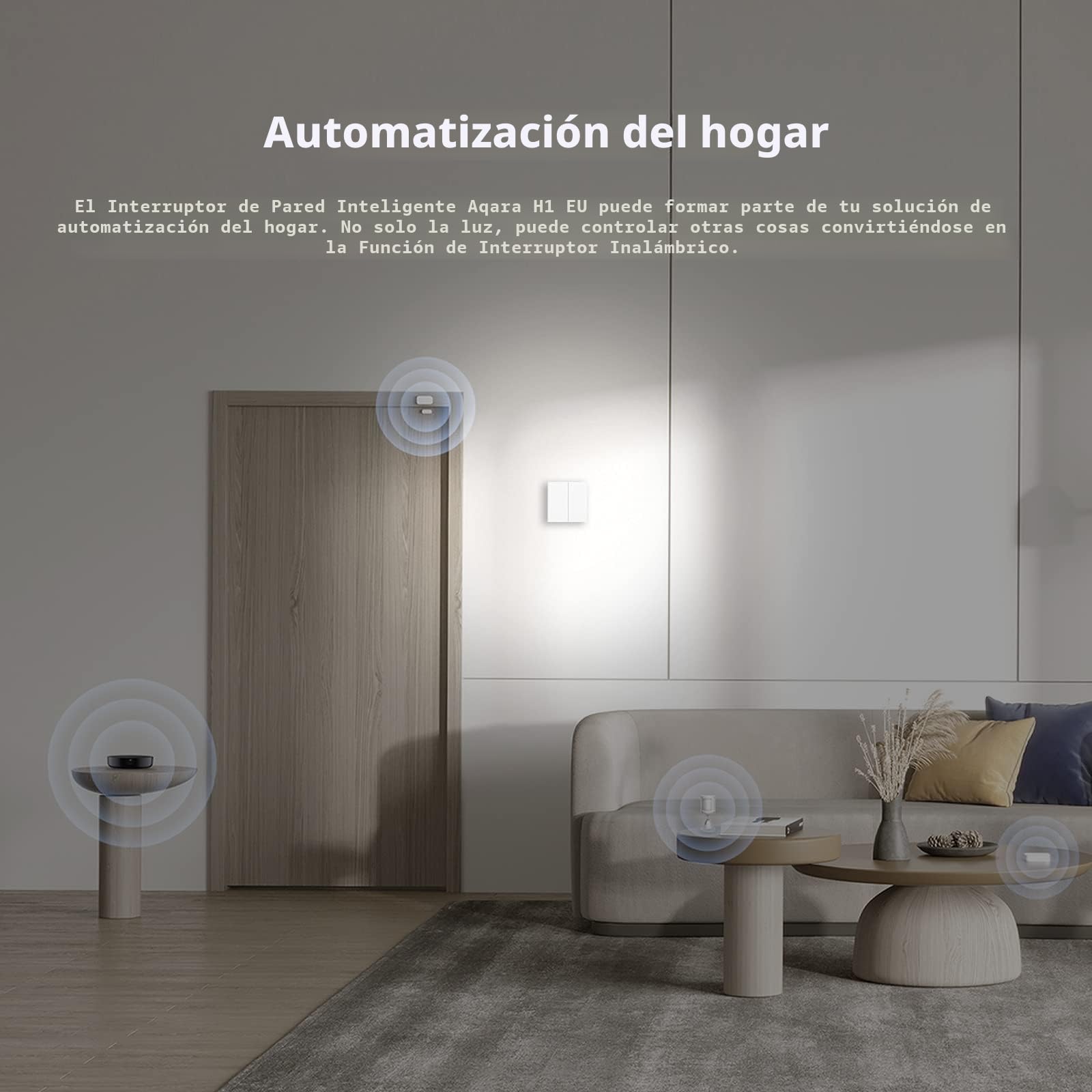 Aqara Interruptor de pared inteligente H1 EU (doble botón, conductor neutro) equipado con Zigbee 3.0, Aqara Hub, interruptor remoto compatible con Alexa, HomeKit, Google Assistant, IFTTT, Blanco