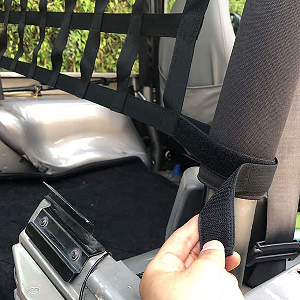 pour Wrangler Filet de Chargement supérieur arrière,Accessoires de Wrangler de Repos de hamac de Toit de Voiture YJ, TJ, JK, JL 1987-2020 de retenue de Barre de Cage de Protection de Toit