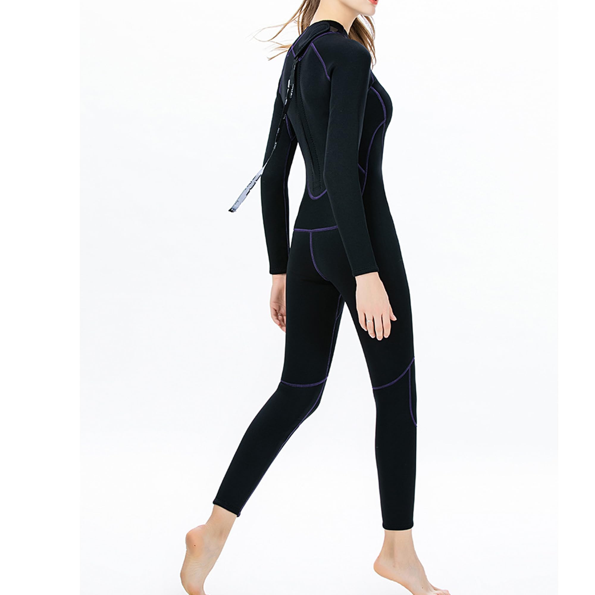 Jueshanzj Muta da donna, 3 mm, termica, elasticizzata, per surf e | neoprene, manica lunga, cerniera posteriore a Y, spessa, UPF50+, per surf, snorkeling e nuoto