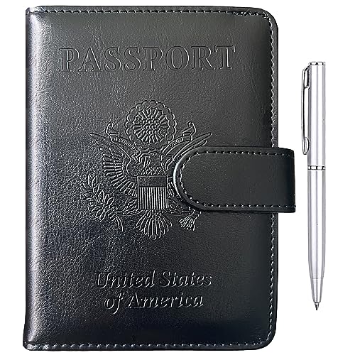 Image of TIGARI Passport Holder for Travel Women Men, PU Leather Waterproof RFID Wallet Cover Case Sleeve, Valentines Day Gifts, Vacation Plane Cruise Travel Document Organizer Essentials