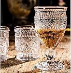 Kingrol 6 Emballez des gobelets en verre de vin, 10 oz Verres d'eau vintage, verres romantiques à boisson mixte pour la fête, utilisation quotidienne