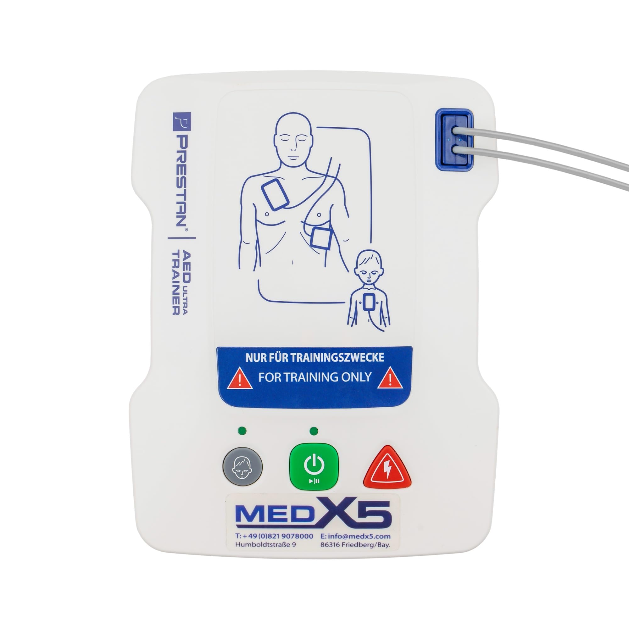 MedX5 Universal AED/desfibrilador UltraTrainer, idioma: alemán/inglés y 3 años de garantía del fabricante
