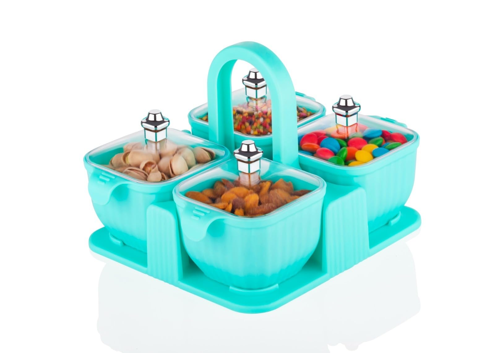WhitePixel Multipurpose Stylish Dry Fruit Box Jar Set Aachar Pickle Container Mukhwas Tray Dining Spice Stand Plastic Chocolate Mouth Freshener Sweets Masala Storage(Multicolor Pack of 1) (B0D4M96JKB) Amazon Price History, Amazon Price Tracker