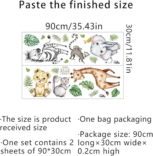 Miniatura 6 de Calcomanías de pared de animales de la selva de acuarela, calcomanías de pared de animales del bosque, elefante, tigre, jirafa, calcomanías de pared