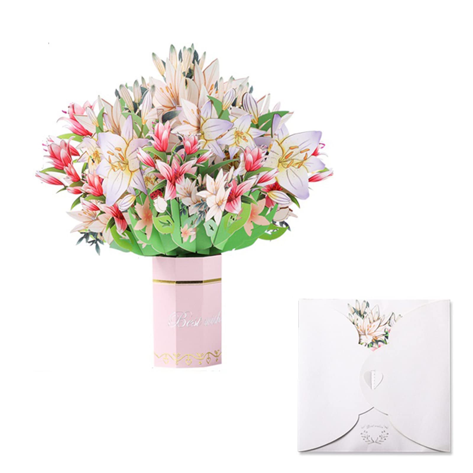 3D Pop Up Paper Flower Greeting Card W/ Envelope For Valentine's / Mother's Day - View #4