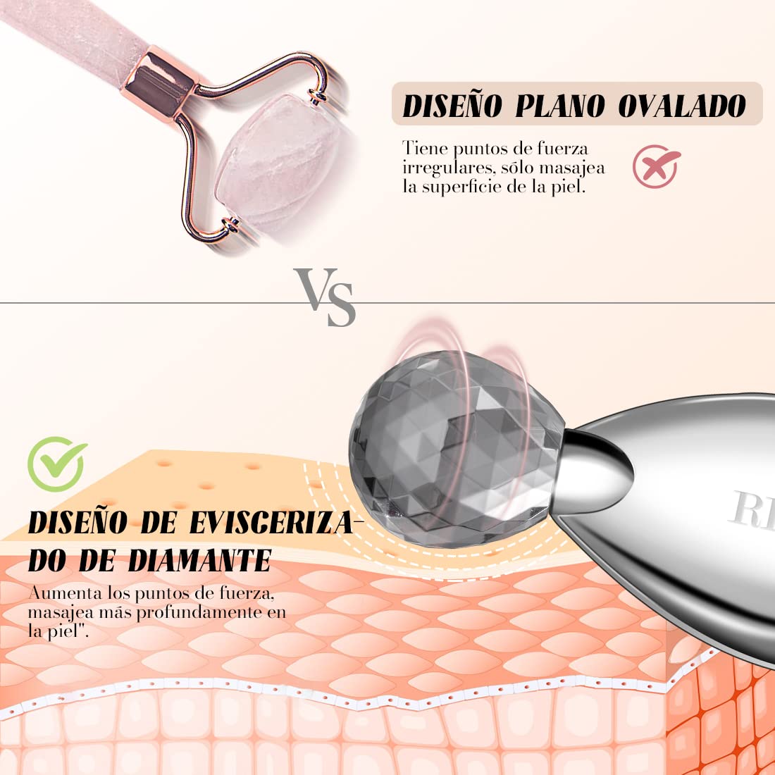 masajeador GuaSha, herramienta de raspado facial, bola de masaje multifuncional, acero inoxidable, compacto, suave, plateado