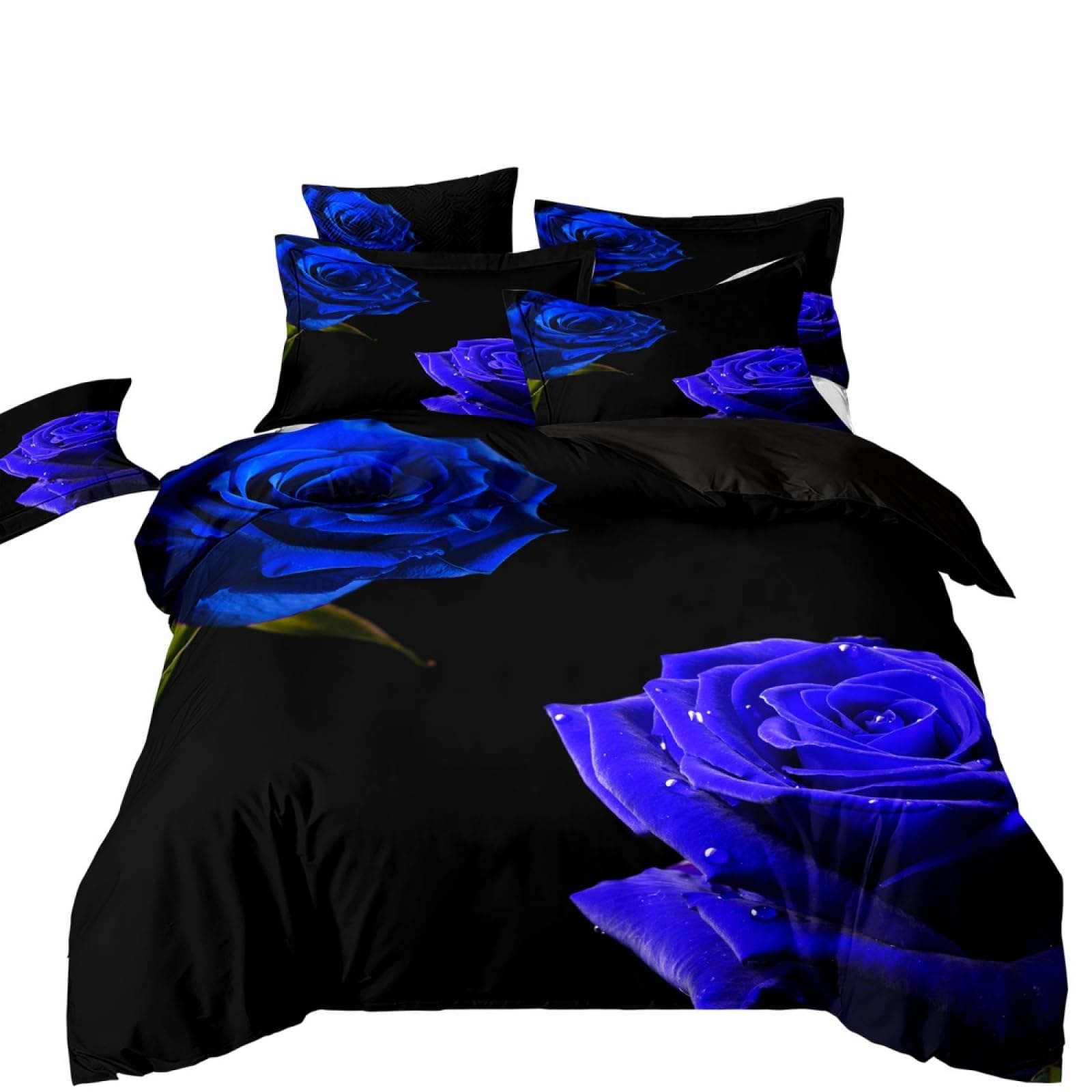 Double Duvet Set Black Royal Blue Bedding Double Bed Set