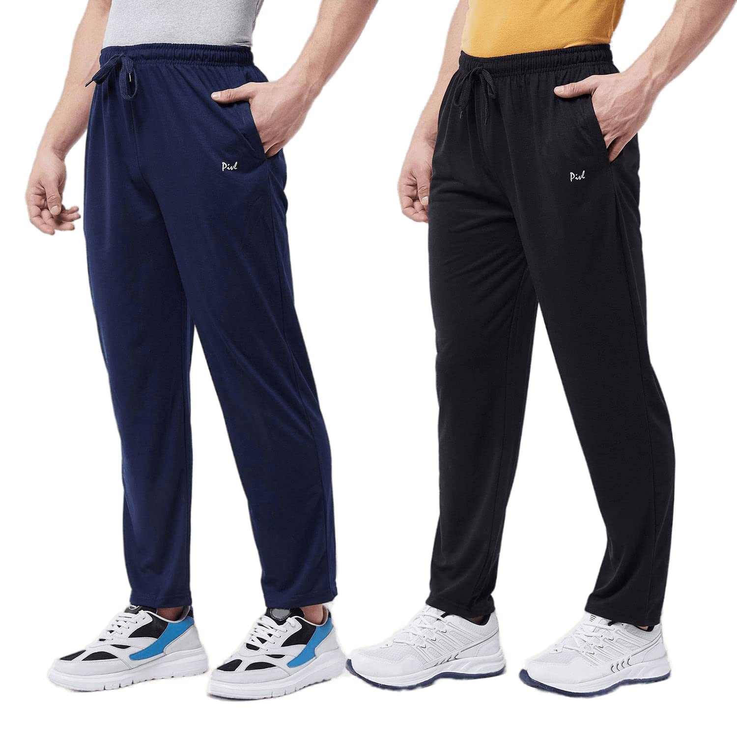 Pivl Mens Combo Pack of 2 Solid Trackpants with Pockets