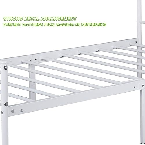 Miniatura 40 de Base de cama de metal resistente tamaño individual, base de colchón de acero, con revestimiento negro, cabecero retro para cama individual, no Negro