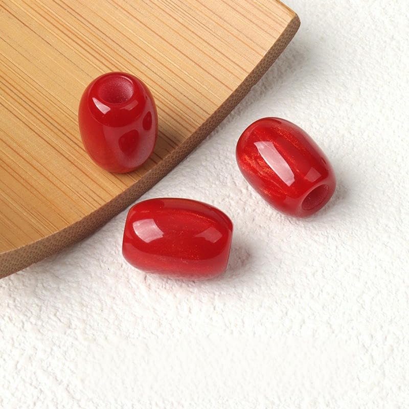 30/50/100 szt. Koraliki beczki z dużym otworem 12 x 15 mm, Vintage owalne koraliki dystansowe z żywicy, do dekoracji DIY akcesoria dekoracyjne do odzieży, butów i toreb