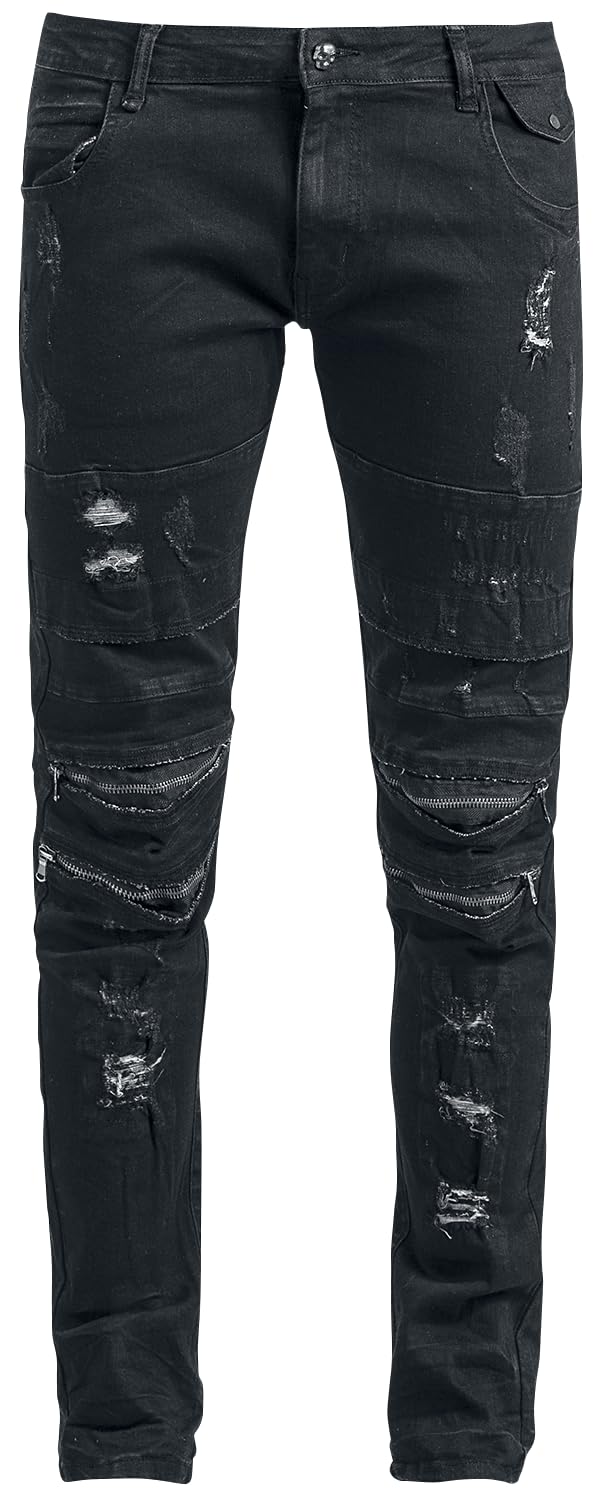 Rock Rebel by EMP Herren Schwarze Slim Fit Destroyed-Jeans im 5-Pocket-Style