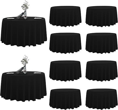 Mantel redondo, paquete de 10 manteles de poliéster de 132 pulgadas, resistentes a las manchas y a las arrugas, mantel de tela decorativa para