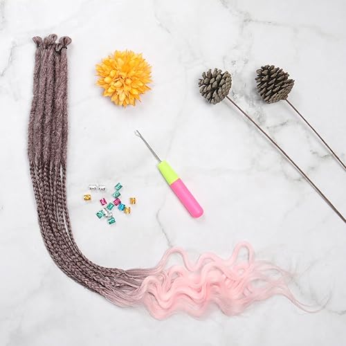 Miniatura 9 de 20 hebras de extensiones de rastas finas de 18 pulgadas, 1Bgris, suave ganchillo SE Dreads estilo reggae, pelo sintético trenzado de 0.2 in de