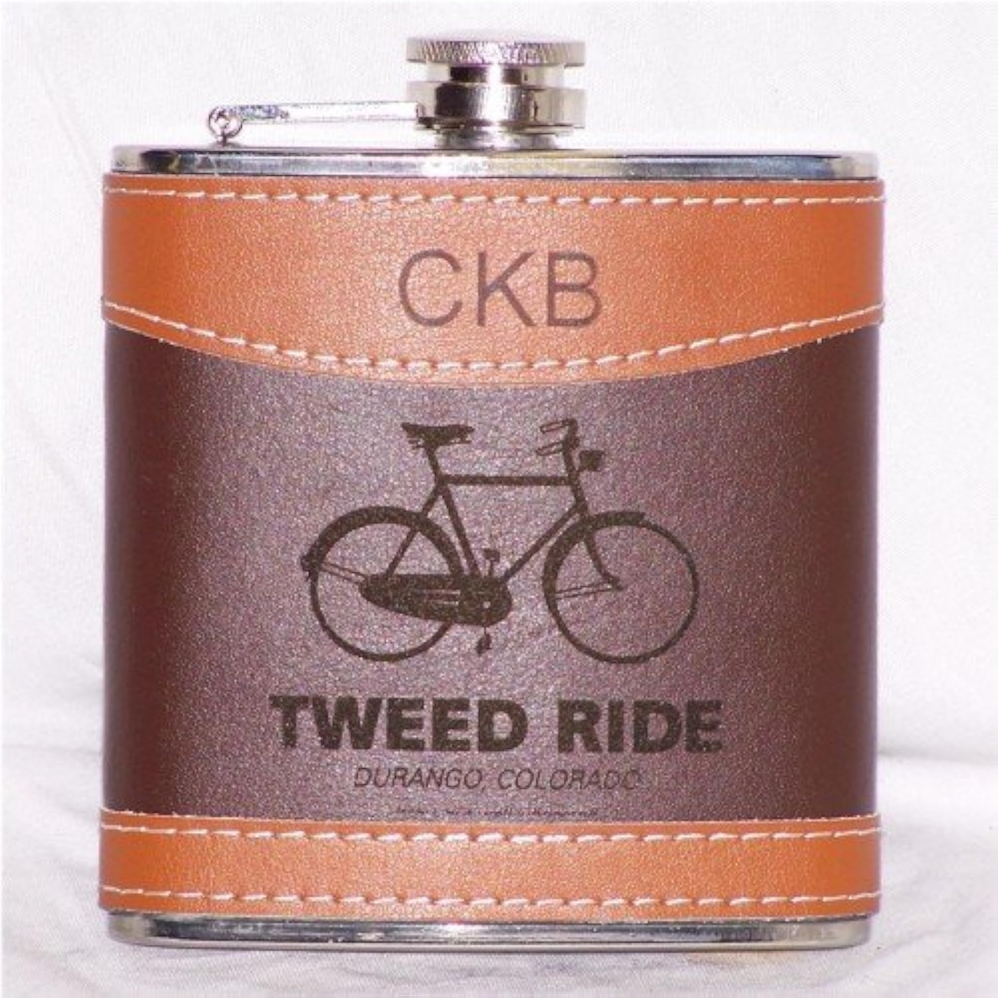 Leather Hip Flask, 6 oz Two Tone Design