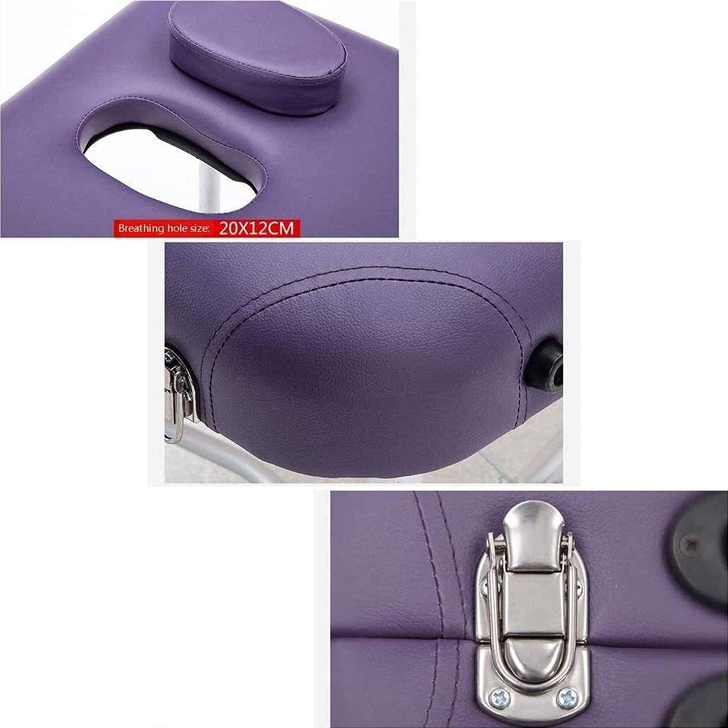 Lettino da Massaggio Pieghevole, Altezza Regolabile, Portatile, per Fisioterapia, Salone, Spa, Terapista Mobile, Uso Domestico(Purple-185 * 70 * 48