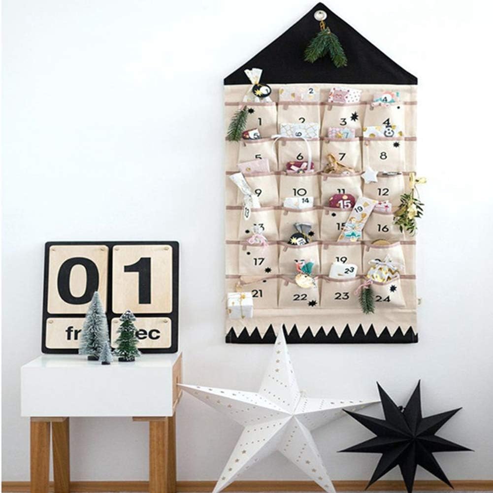 QUPA AM STORE Christmas Advent Calendar with Pockets Wall Hanging Bag for Home Xmas Countdown Decoration
