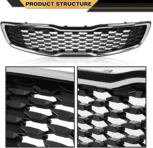 Miniatura 4 de Rejilla de parachoques superior cromada delantera compatible con Kia Forte5 Hatchback EX LX 2017 2018 reemplaza 86350A7810 86350-A7810