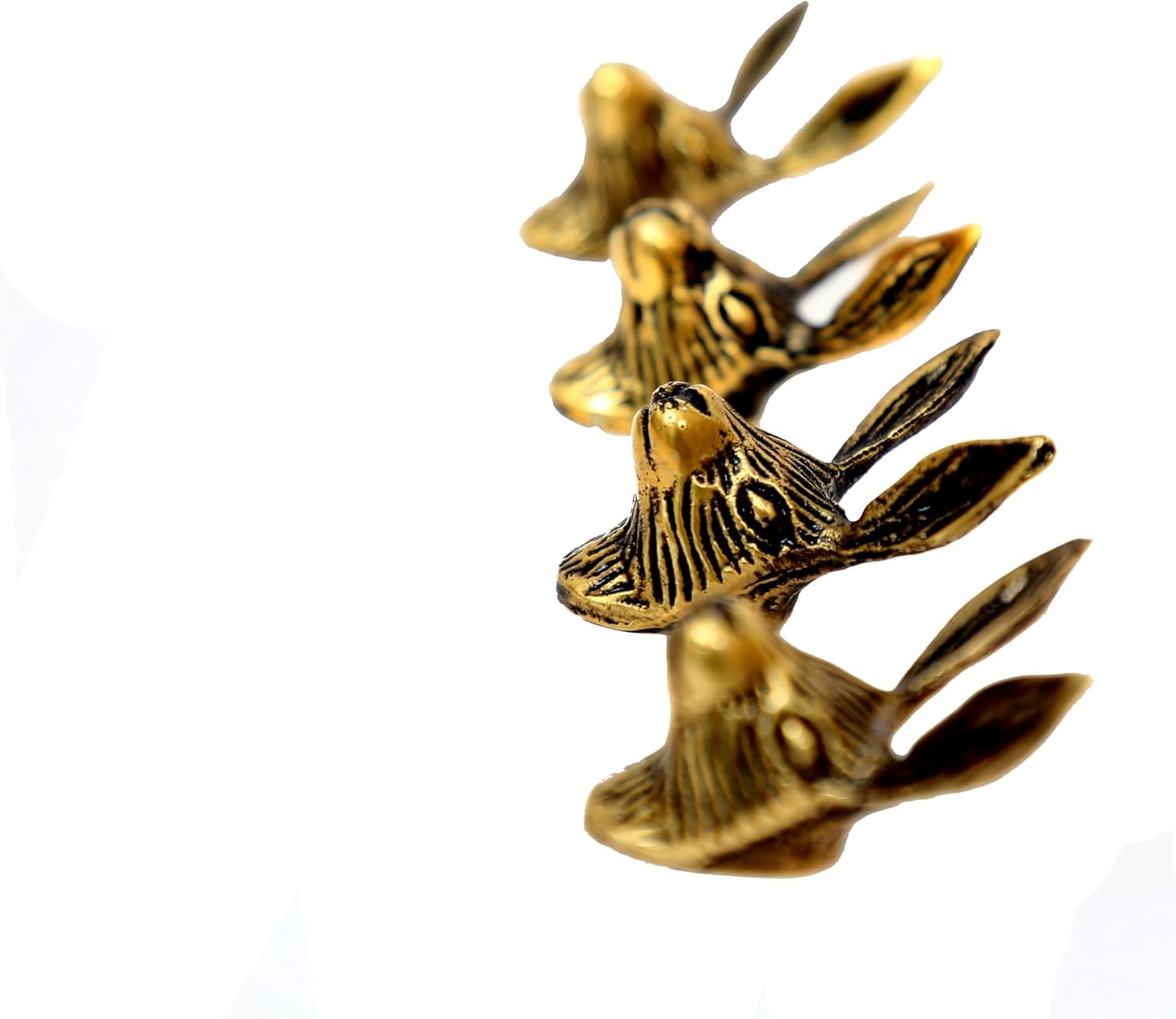 Golden/Antique Brass Rabbit Cupboard Door Handles, Animal Drawer Pulls | Gold Metal Cabinet Door Knobs (Antique)