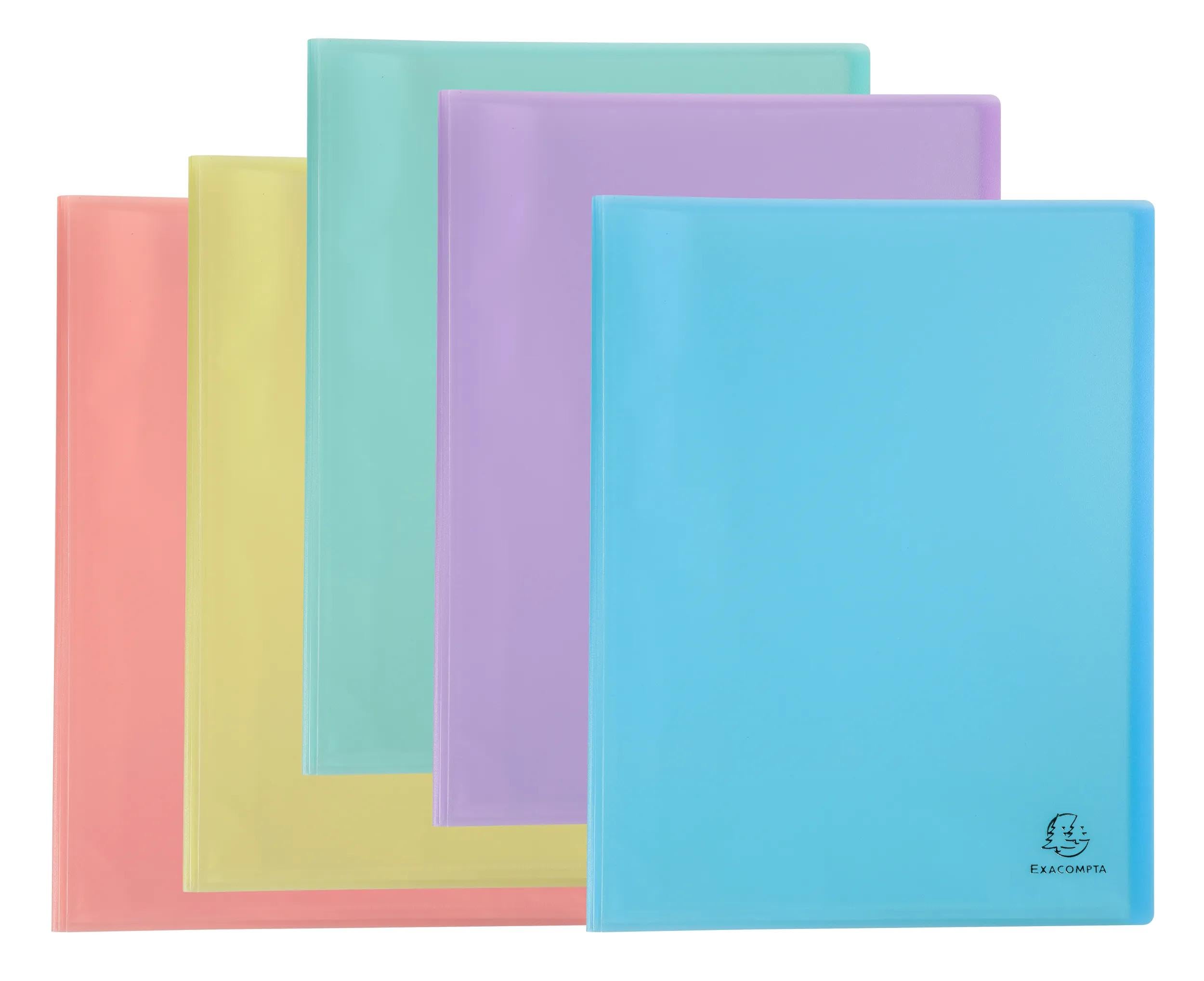 Exacompta - Nr ref. 88670E - Karton 8 Chromaline Pastel Teczka na dokumenty - 60 gładkich kieszeni kryształowych - 120 widoków - A4 - wymiary 24 x 32cm - półprzezroczysta okładka z poliestru