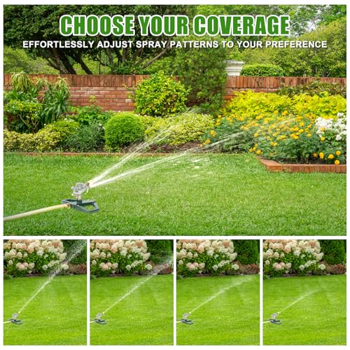 WEMADE Heavy Duty Metal Pulsating Sprinklers for Yard - 360 Degree Roating Automatic Water Sprinkler for Lawn with Metal Base, Impact Sprinklers for Large Area Covers Up to 85‘ Diameter - Image 6