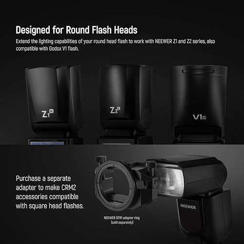 Miniatura 8 de NEEWER CRM2 Kit de accesorios magnéticos para flash de cabeza redonda Z1-C Z1-N Z1-S Z2-C Z2-N Z2-S compatible con Godox V1 Speedlites, incluye 14