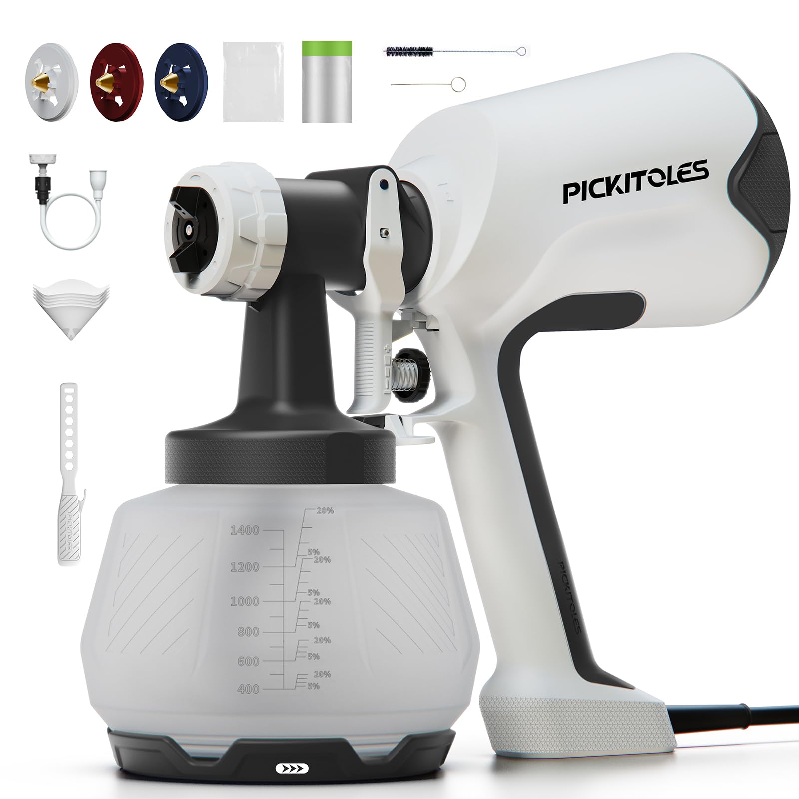 PICKITOLES Paint Sprayer,HVLP Paint Sprayer,Electric Spray Gun with 3 Patterns & 1400ML,f…