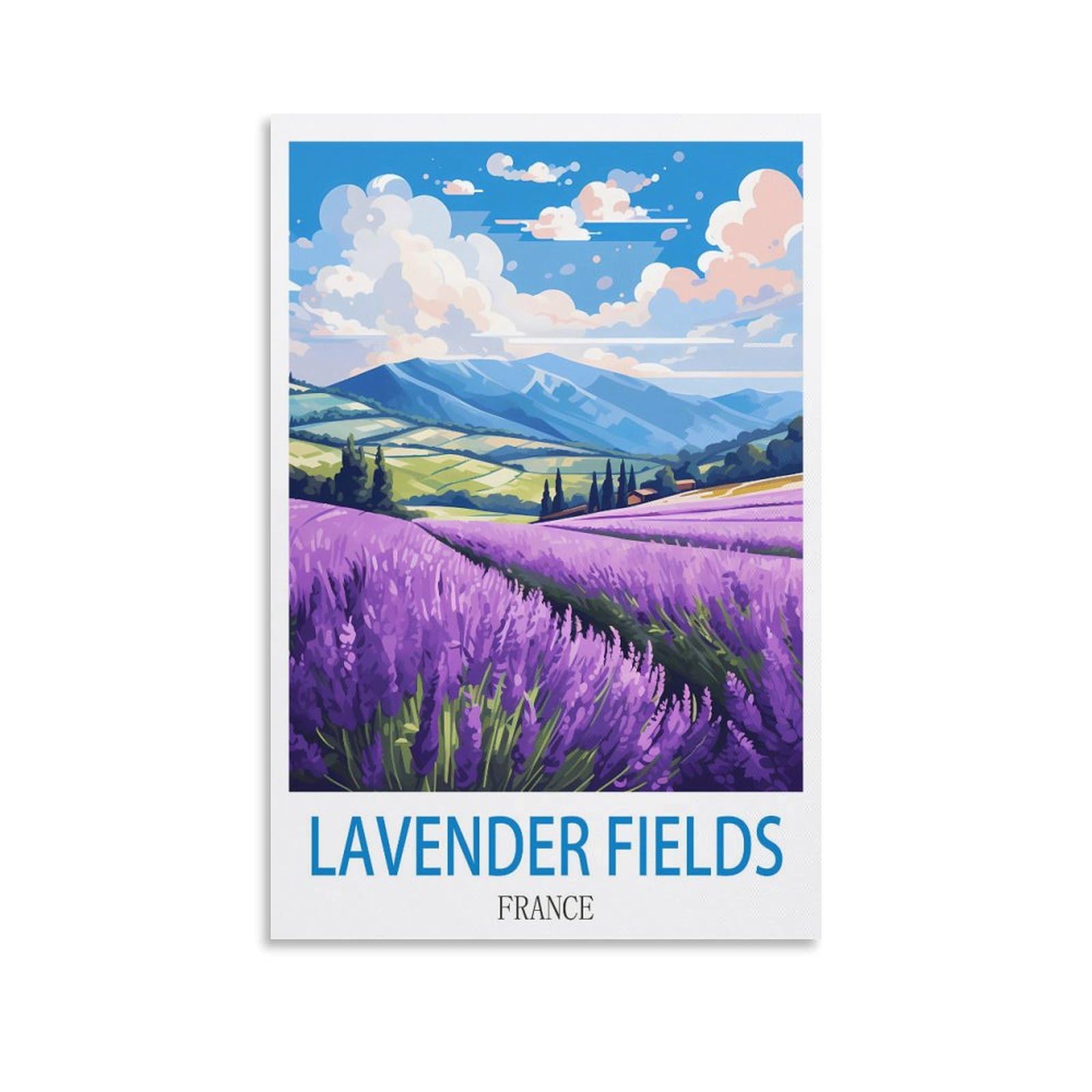 Lavender Fields France Vintage Travel Poster 20x30inch(50x75cm) Canvas Wall Art Prints for Wall Decor Room Decor Bedroom Decor
